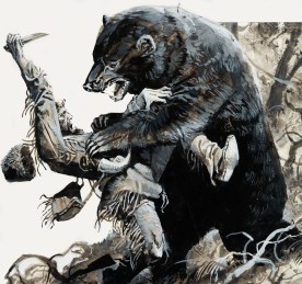 Hugh Glass being savaged by a bear