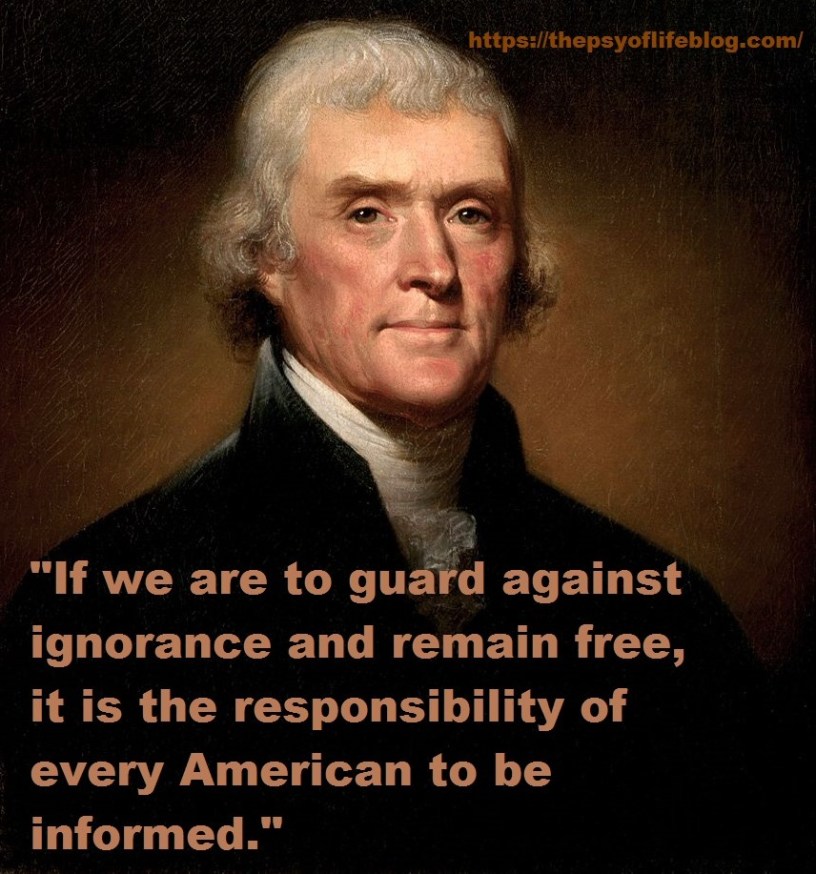 What did Thomas Jefferson say we needed to remain free and keep our democracy?