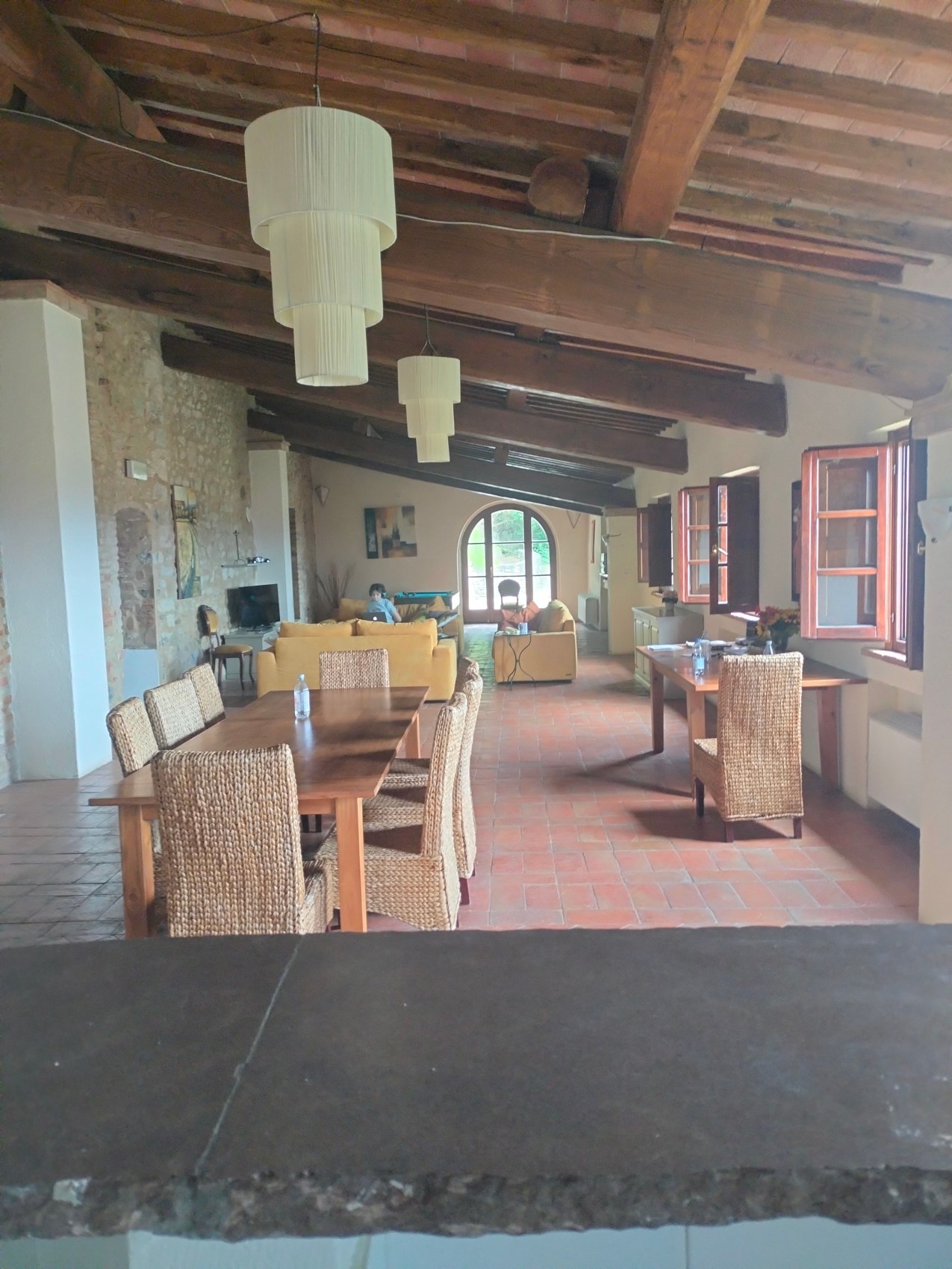 The dining and living rooms