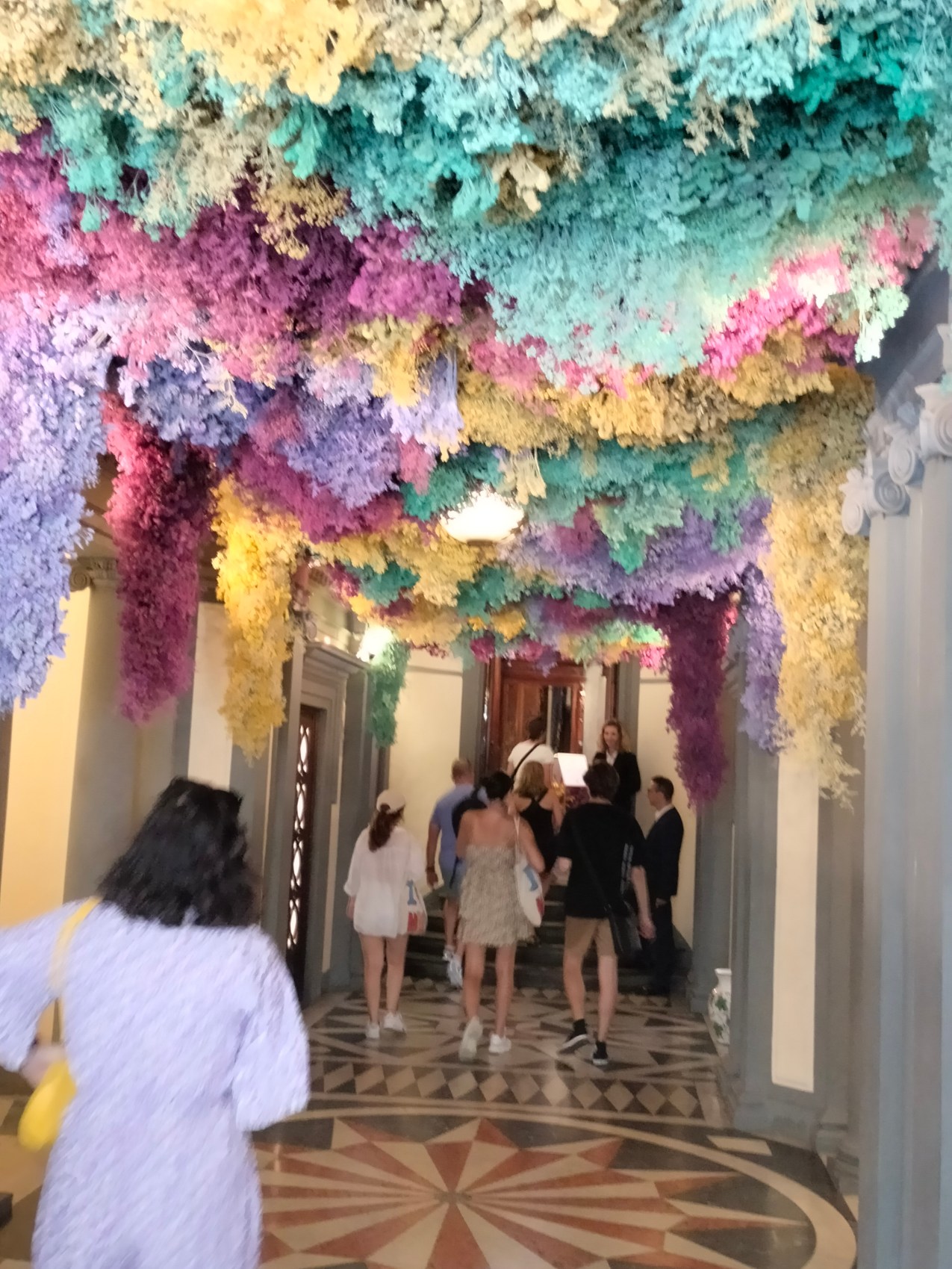 The flower strewn entry to Santa Maria Novella Pharmacy